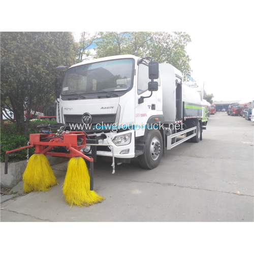 Dust suppression vehicle with guardrail cleaning function